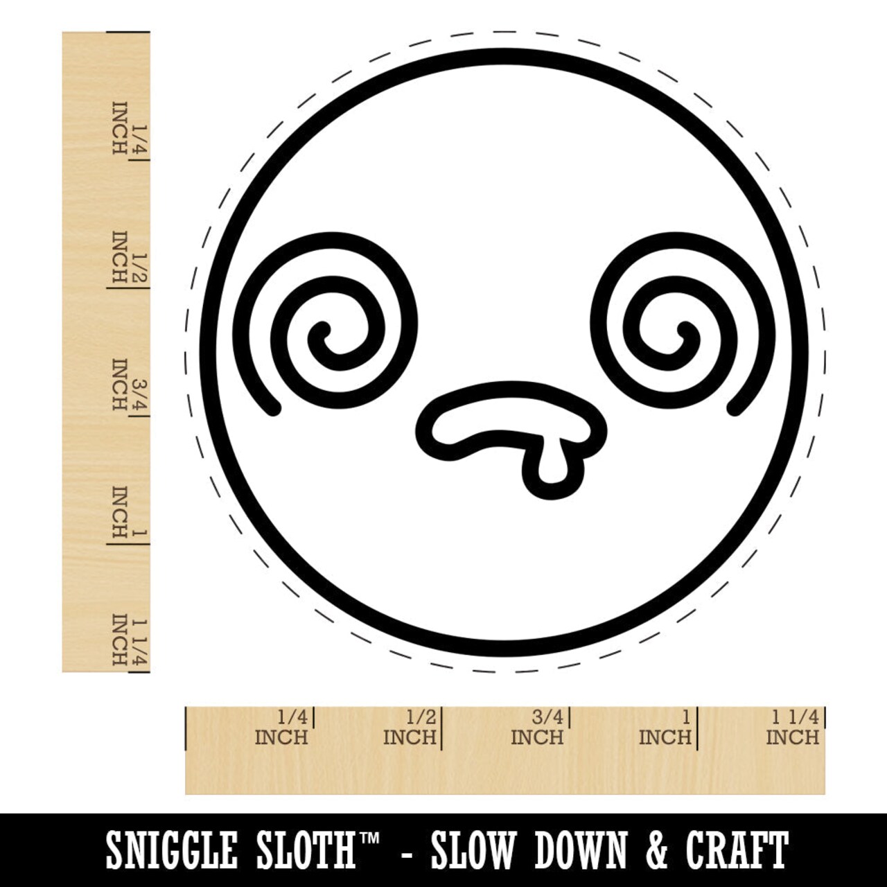 Kawaii Cute Dazed Confused Drool Face Rubber Stamp for Stamping Crafting Planners